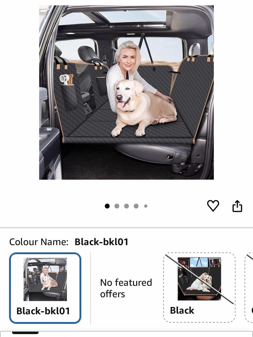 Black Quilted Dog Car Seat Cover - Universal Pet Back Seat Protector